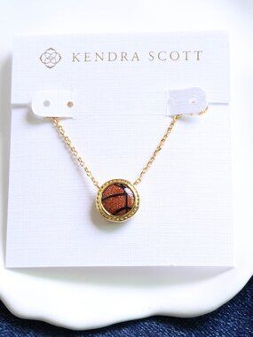 Kendra Scott Orange Goldstone Gold Short Necklace - Basketball